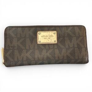 Michael Kors Brown MK Jet Set Continental Long Zippy Wallet